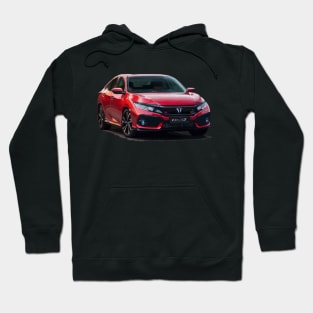 Vibrant Red Honda Civic Vector Front Tee Hoodie